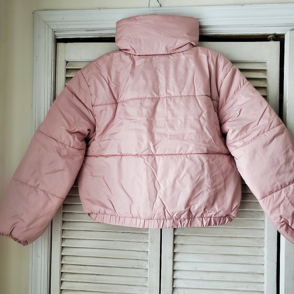 Blush Pink Cropped Puffer Jacket Coat XS NWT - Picture 4 of 7
